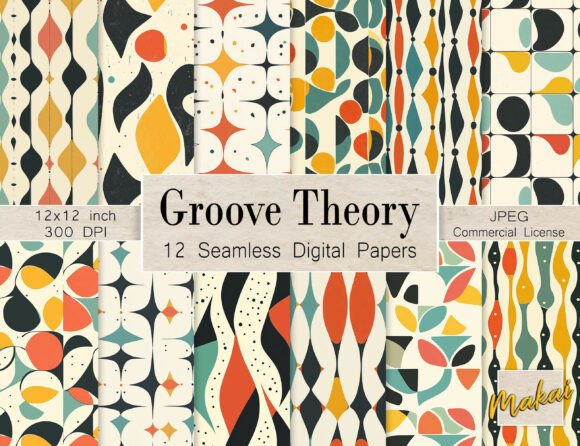 12 Seamless Modern Retro Geometric Patterns