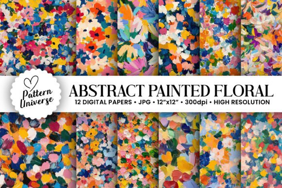 Abstract Painted Flowers Digital Papers: A Creative Tool for Modern Craft Enthusiasts