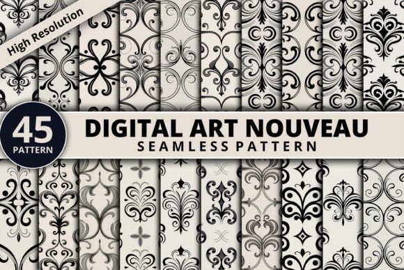 Art Nouveau Seamless Pattern Set