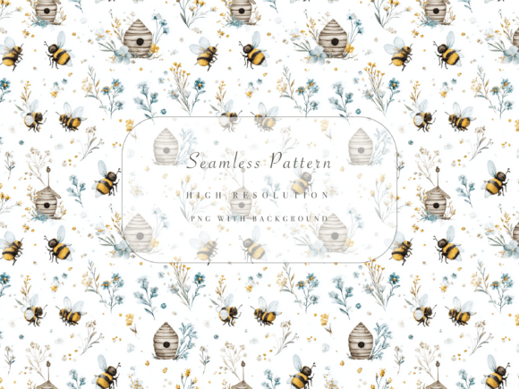 Bringing the Charm of a Sunny Meadow to Modern Design with Bee House Seamless Pattern