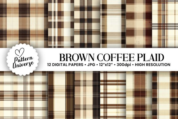 Brown Coffee Plaid Digital Papers