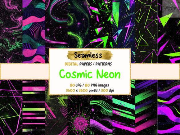 Cosmic Neon Seamless Digital Papers: A Vibrant Tool for Creative Projects
