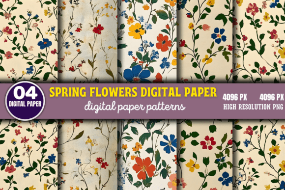 Enhance Your Creative Projects with Spring Flowers Digital Paper Pattern 2