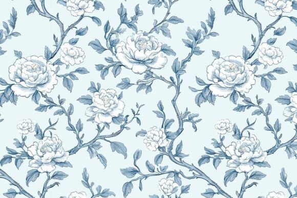 Floral Blue Chinoiserie Toile De Jouy 13: Timeless Elegance in Design