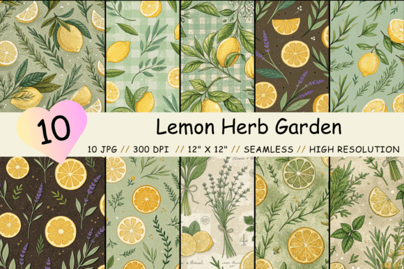 Lemon Herb Garden Seamless Pattern: A Creative Digital Asset
