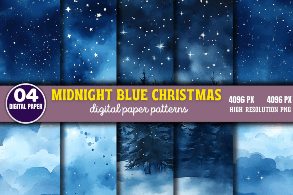 Midnight Blue Christmas Backgrounds 1: Elevate Your Holiday Creations with Elegant Digital Paper