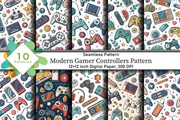 Modern Gamer Controllers Pattern: Merging Gaming Aesthetics with Creative Design