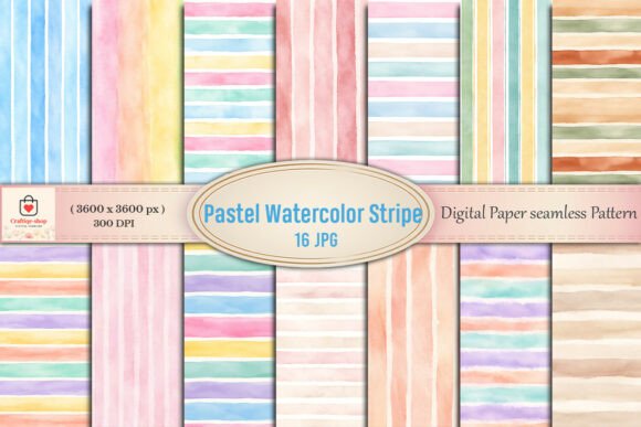 Pastel Watercolor Stripe Digital Paper: A Creative Staple for Designers