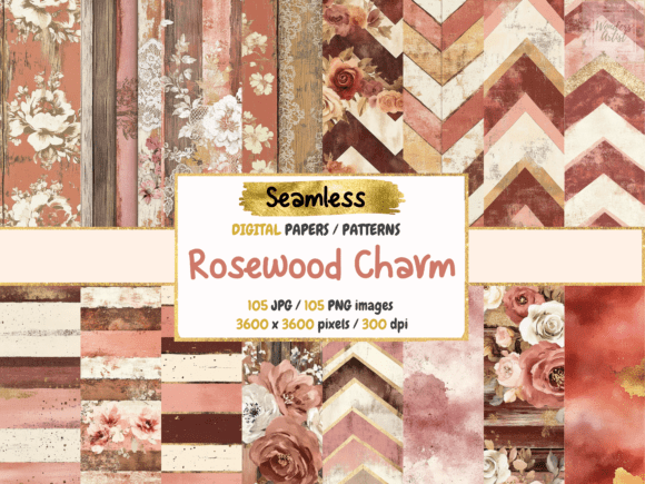 Rosewood Charm Seamless Digital Papers
