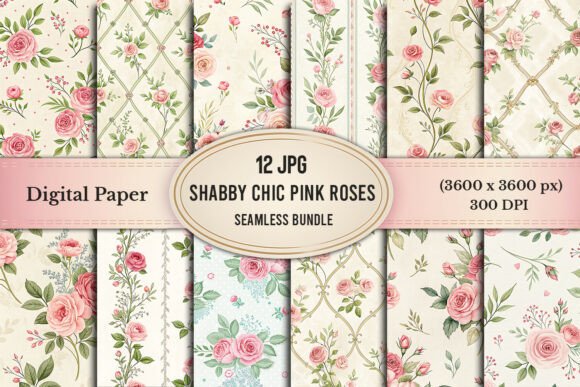 Shabby Chic Pink Roses Digital Paper: A Timeless Design Essential for Creative Projects
