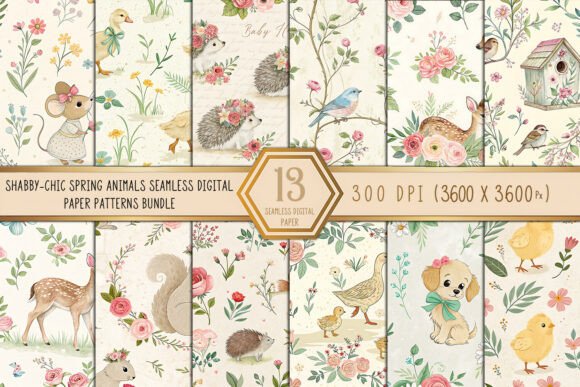 Shabby-Chic Spring Animals Seamless: A Creative Resource for Seasonal Projects