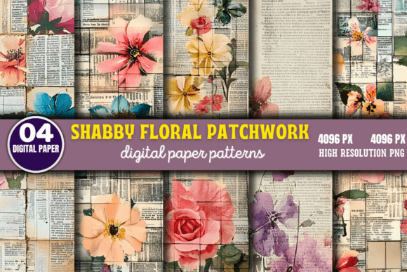 Shabby Floral Patchwork Collage Pattern: A Creative Digital Resource for Designers