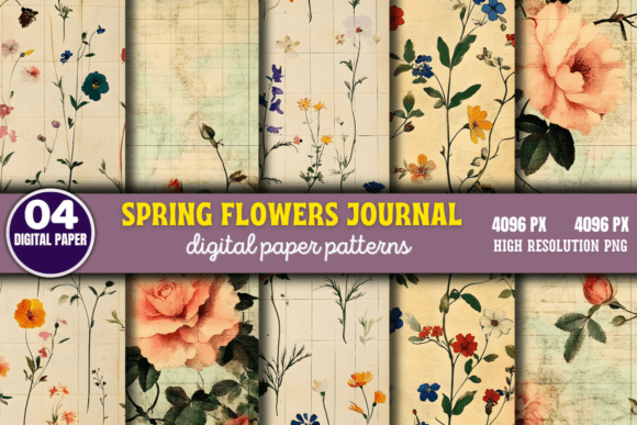 Spring Flowers Digital Paper Pattern 11: A Mini Bundle for Creative Projects