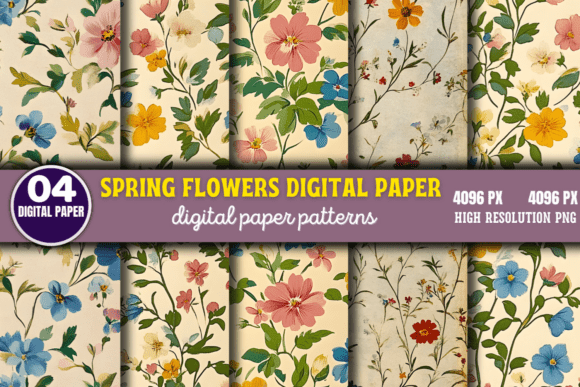 Spring Flowers Digital Paper Pattern 3: A Versatile Addition to Creative Projects