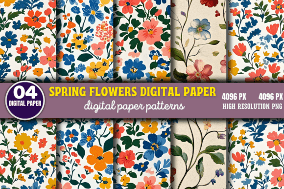 Spring Flowers Digital Paper Pattern 8 – A Creative Resource for Artists and Designers