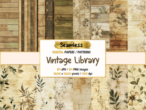 Vintage Library Seamless Digital Papers: A Timeless Design Resource