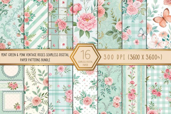 Vintage Roses Mint Green Seamless Digital Paper: A Versatile Tool for Creative Projects