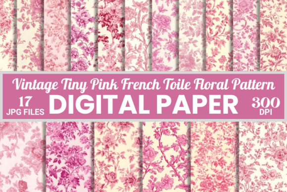 Vintage Tiny Pink French Toile Pattern