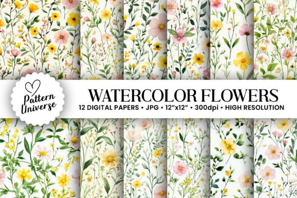 Watercolor Summer Flowers Digital Papers: A Creative Resource for Craft Enthusiasts